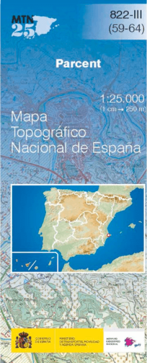 Wandelkaart 000822.3 Parcent, Alicante, Valencia Spanje - CNIG
