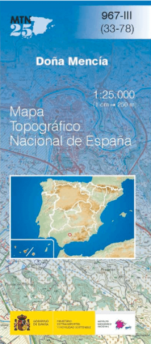 Wandelkaart 000967.3 Doña Mencía, Córdoba, Andalusië Spanje