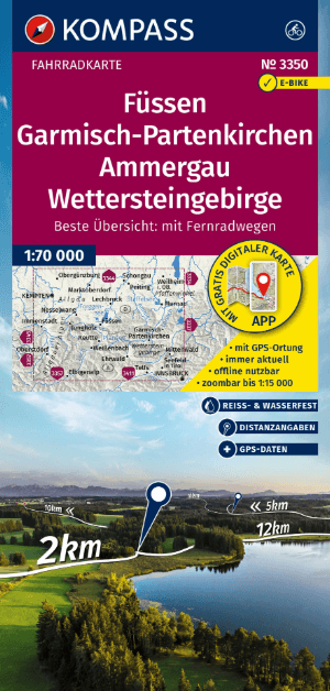 Fietskaart 3350 Füssen & Garmisch Partenkichten - Kompass