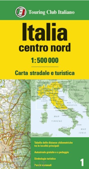 Landkaart Wegenkaart 1 Italië Centraal & Noord - TCI