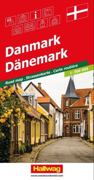 Landkaart Wegenkaart Road Maps Denemarken - Hallwag