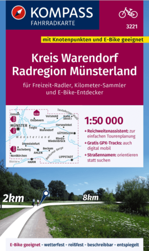 Fietskaart 3221 Kreis Warendorf - Kompass Karten