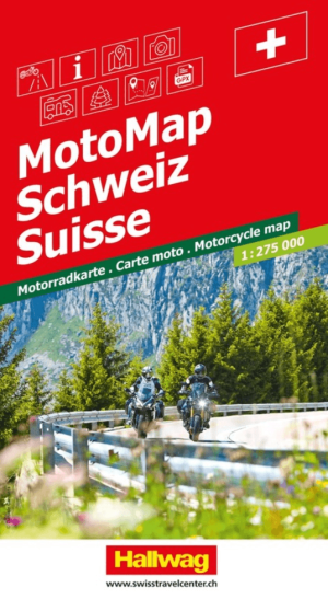 Landkaart Wegenkaart Motokaart Zwitserland - Hallwag
