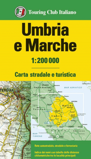 Landkaart Wegenkaart R08 Umbrië & Marche - TCI