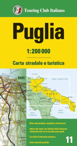 Landkaart Wegenkaart R11 Apulië - TCI