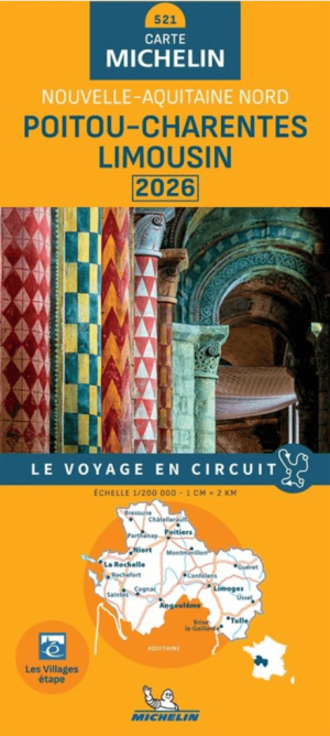 Landkaart Wegenkaart 521 Poitou-Charentes Limousin - Michelin