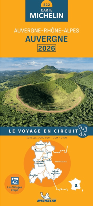Landkaart Wegenkaart 522 Auvergne - Rhône-Alpes 2026 - Michelin