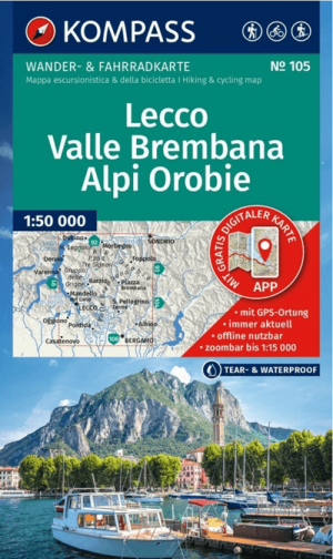Wandelkaart 105 Lecco, Valle Brembana & Alpi Orobie - Kompass