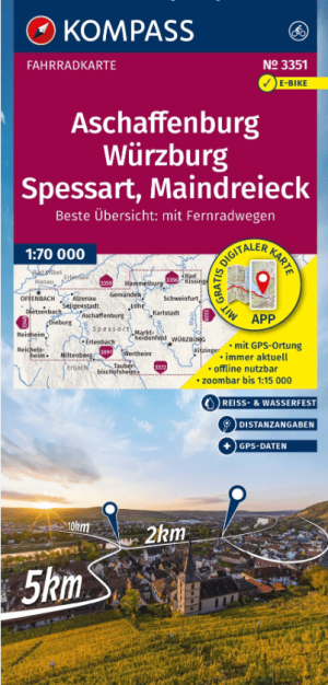 Fietskaart 3351 Aschaffenburg, Würzburg, Spessart & Maindreieck
