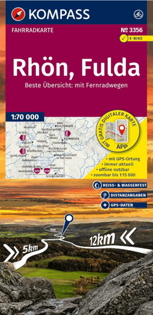 Fietskaart Fahrradkarte 3356 Rhön & Fulda - Kompass