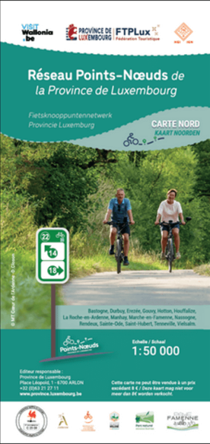 Fietskaart, Fietsknooppuntenkaart Prov. Luxemburg Noord - NGI