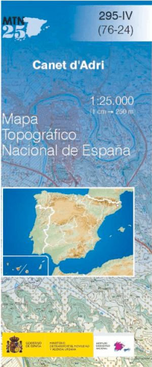 Wandelkaart 0295.4 Canet D'Adri, Girona, Catalonië - CNIG