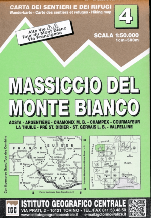 Wandelkaart 04 Massiccio del Monte Bianco - CGI