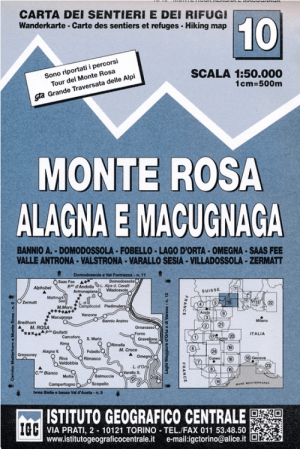 Wandelkaart 10 Monte Rosa, Alagna e Macugnaga - IGC