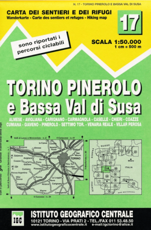 Wandelkaart 17 Torino, Pinerolo e Bassa val di Susa - IGC