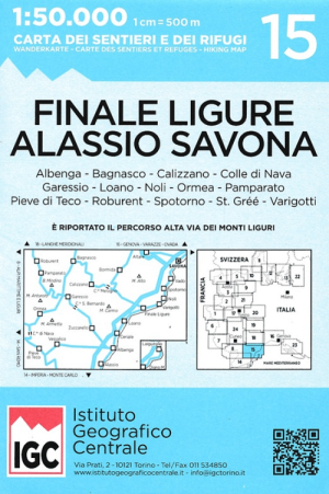 Wandelkaart 15 Finale Ligure Alassio Savona - IGC