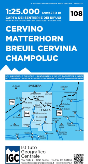 Wandelkaart 108 Cervino-Matterhorn, Breuil-Cervinia, Champoluc