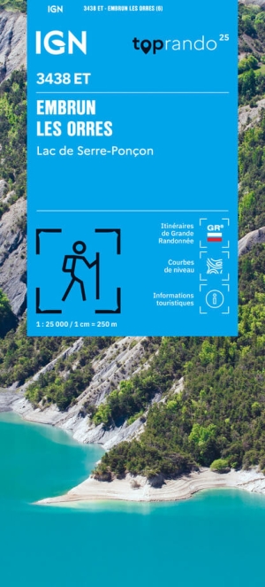 Wandelkaart 3438 ET Embrun, Les Orres & Lac de Serre-Ponçon - IGN