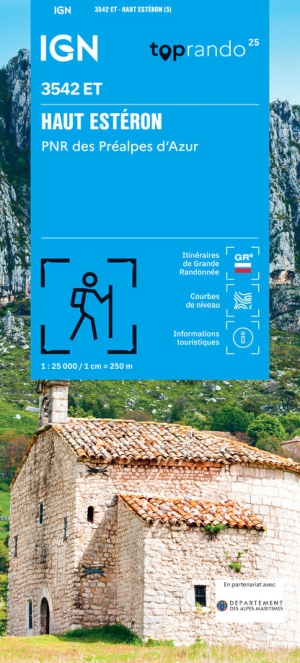 Wandelkaart 3542 ET Haute Estéron & Préalpes de Grasse - IGN
