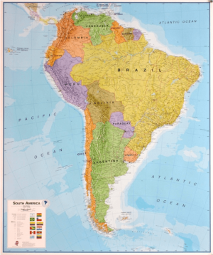 Plano Politieke Wandkaart Zuid-Amerika 100x120 - Lovell Johns