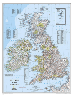 Plano Wandkaart Groot-Brittannië & Ierland 60 x 76 cm - Nat Geo