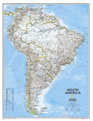 Plano Politieke Wandkaart Amerika Zuid 54 x 74 cm - Nat Geo