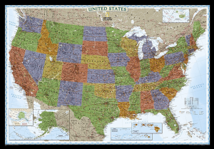 Plano Politieke & Decoratieve wandkaart USA 110 x 77 cm - Nat Geo