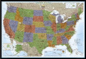 Plano Politieke & decoratieve Wandkaart USA GROOT 176 x 122 cm