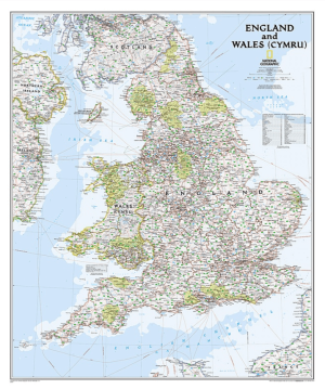 Plano Wandkaart Engeland & Wales 76 x 92 cm - Nat Geo