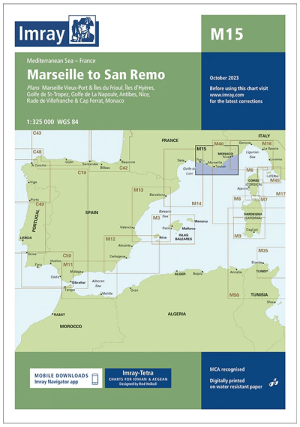 Passage kaart M015 Marseille naar San Remo - Imray (F&B)