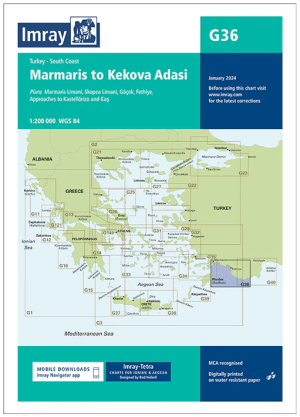Passage kaart G36 Marmaris naar Geyikova Adasi Turkse Zuid kust