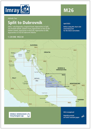 Passage kaart M026 Split naar Dubrovnik - Imray (F&B)