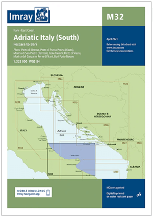 Passage kaart M032 Adriatische kust van Italië (zuiden) - Imray
