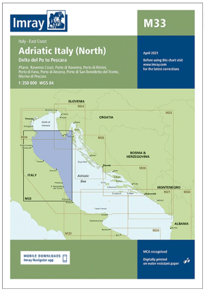 Passage kaart M033 Adriatische kust van Italië (zuiden) - Imray