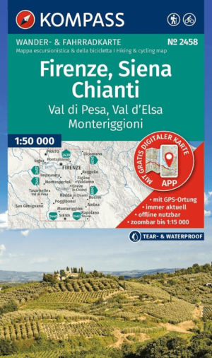 Wandelkaart 2458 Firenze, Siena & Chianti - Kompass