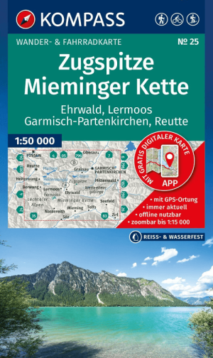 Wandelkaart 25 Zugspitze, Mieminger Kette - Kompass