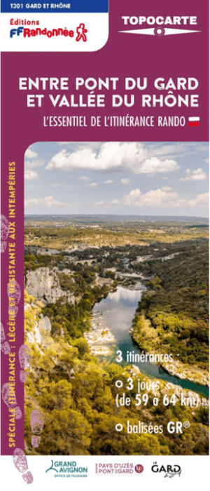 Wandelkaart TC301 GR42 Entre pont du Gard et vallée du Rhône- FFR