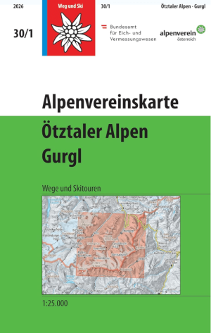 Wandelkaart 30/1 Ötztaler Alpen Gurgl weg+ski - DAV