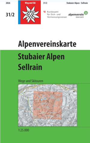 Wandelkaart 31/2 Stubaier Alpen Sellrain weg+ski - DAV