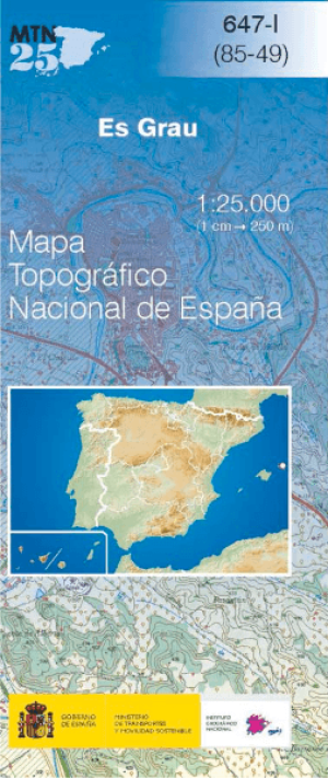 Wandelkaart 000647.1 Es Grau, Menorca, Balearen - CNIG