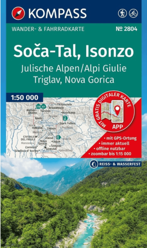 Wandelkaart 2804 So?a-Tal, Isonzo, Julische Alpen - Kompass