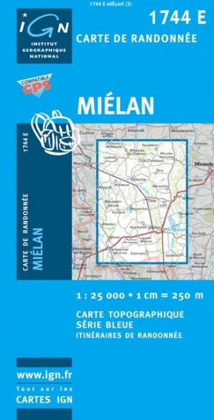 Wandelkaart 1744 E Miélann Midi Pyrénées - IGN