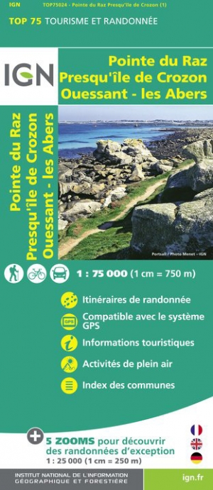 Wandelkaart TOP75 024 - Ouessant- Les Abers & Crozon - IGN
