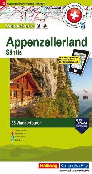 Wandelkaart 2 Appenzellerland & Säntis Zwitserland - K&F