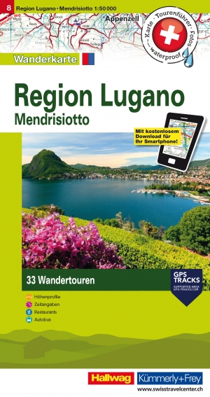 Wandelkaart 8 Regio Lugano - Mendrisiotto Zwitserland - K&F