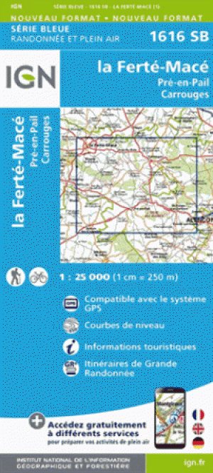 Wandelkaart 1616 SB La Ferté-Macé & Pré-en-Pail - IGN
