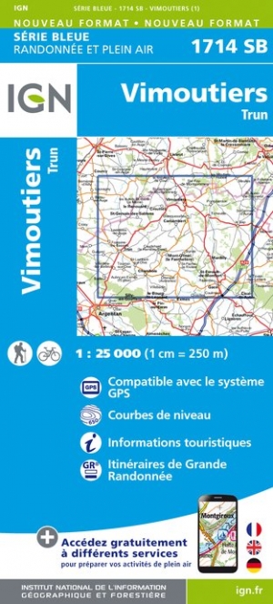 Wandelkaart 1714 SB Vimoutiers & Trun - IGN