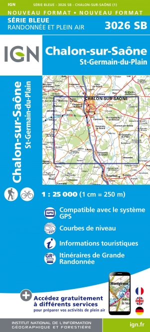 Wandelkaart 3026 SB Chalon-sur-Saône - IGN
