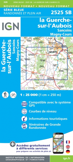 Wandelkaart 2525 SB La Guerche-sur-l'Aubois & Sancoins - IGN