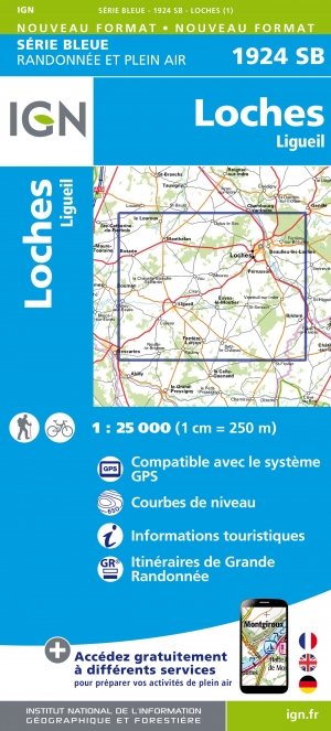 Wandelkaart 1924 SB Loches & Ligueil - IGN